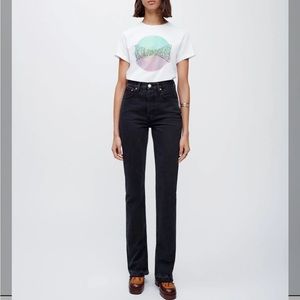 RE/DONE 70s High Rise Skinny Boot in Washed Black size 27